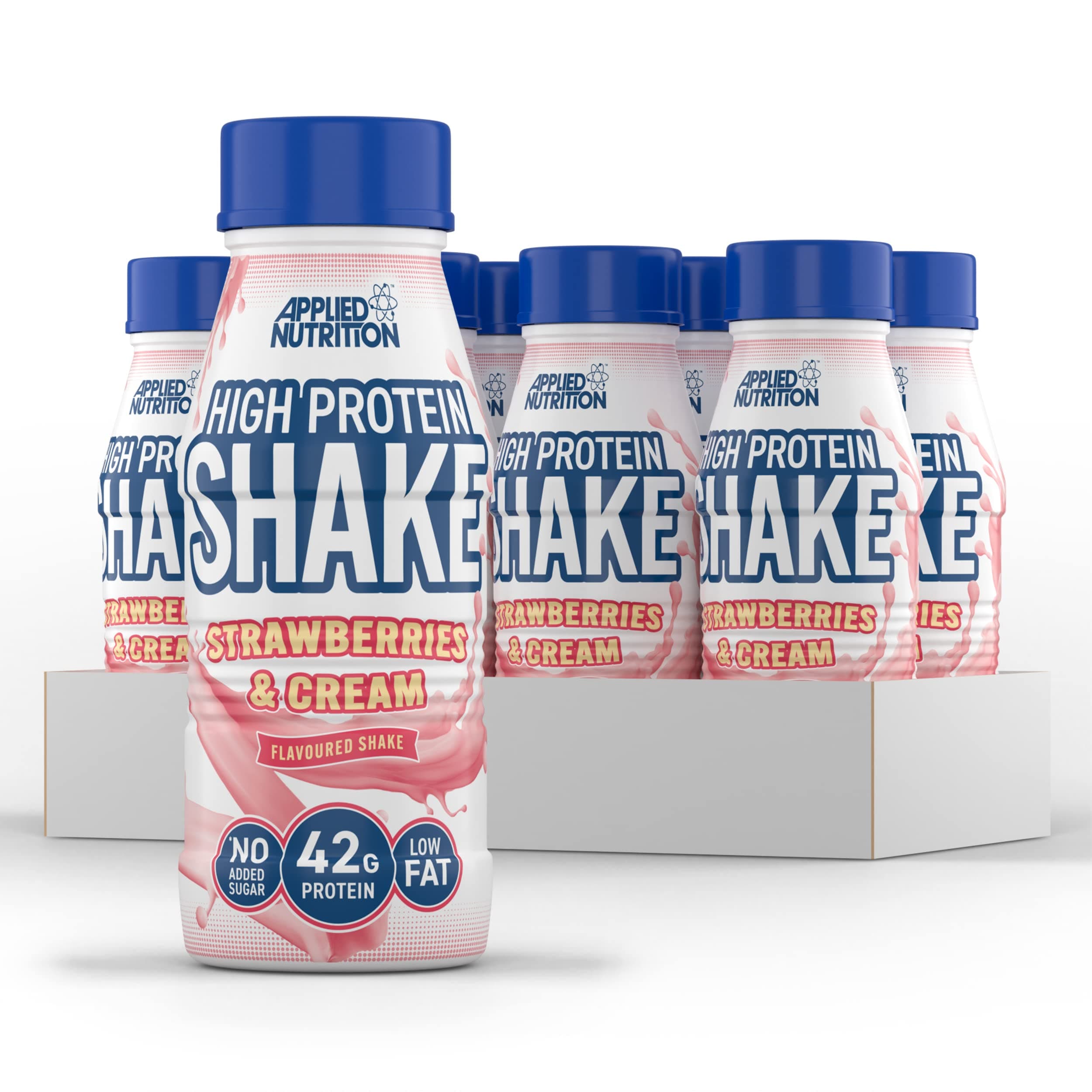 Protein Shakes - High Protein Shake Ready To Drink, Protein Drink With 42g Of Protein, Low Fat Protein Shake, On The Go Bottle - 8 x 500ml - Strawberry & Cream