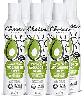 Chosen Foods 100% Pure Avocado Oil Spray, Keto and Paleo Diet Friendly, Kosher Cooking Spray for Baking, High-Heat Cooking and Frying (6 oz, 6 Pack)