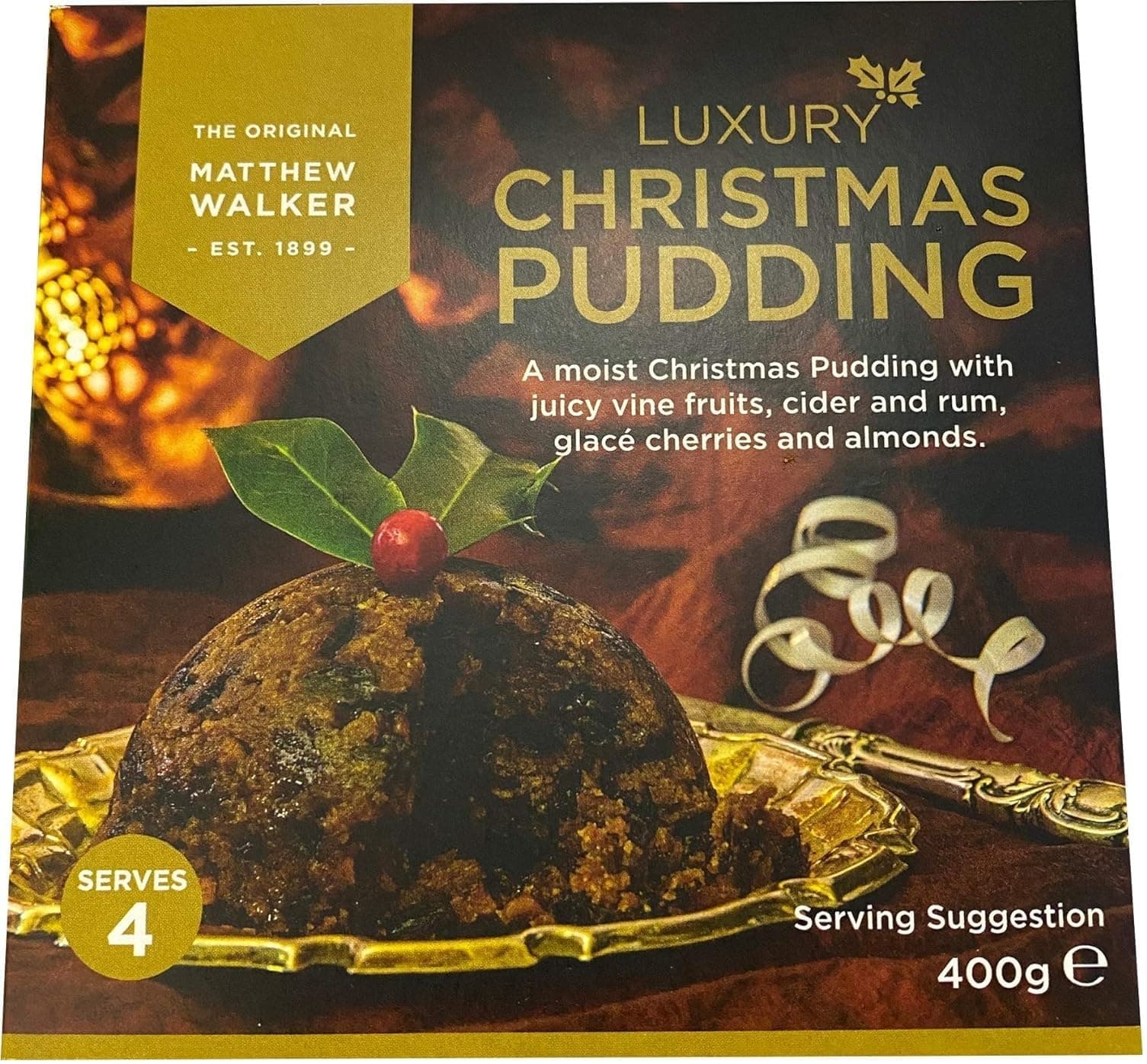 Matthew Walker Luxury Christmas Pudding 400g x 1 Medium Size