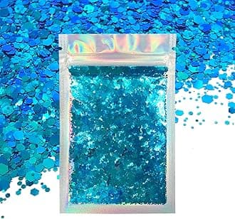 Blue Face & Body Glitter - Cosmetic Grade Chunky Glitter - Color Shift - Uses Include: Festivals, Raves, Face, Body, Nails, Resin, Arts, Crafts, Resin, Tumblers, Bath Bombs - Solvent Resistant