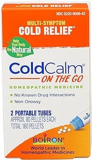 ColdCalm On The Go Cold Relief for Sneezing, Runny Nose, Nasal Congestion, and Sore Throat - 2 Count (160 Pellets)