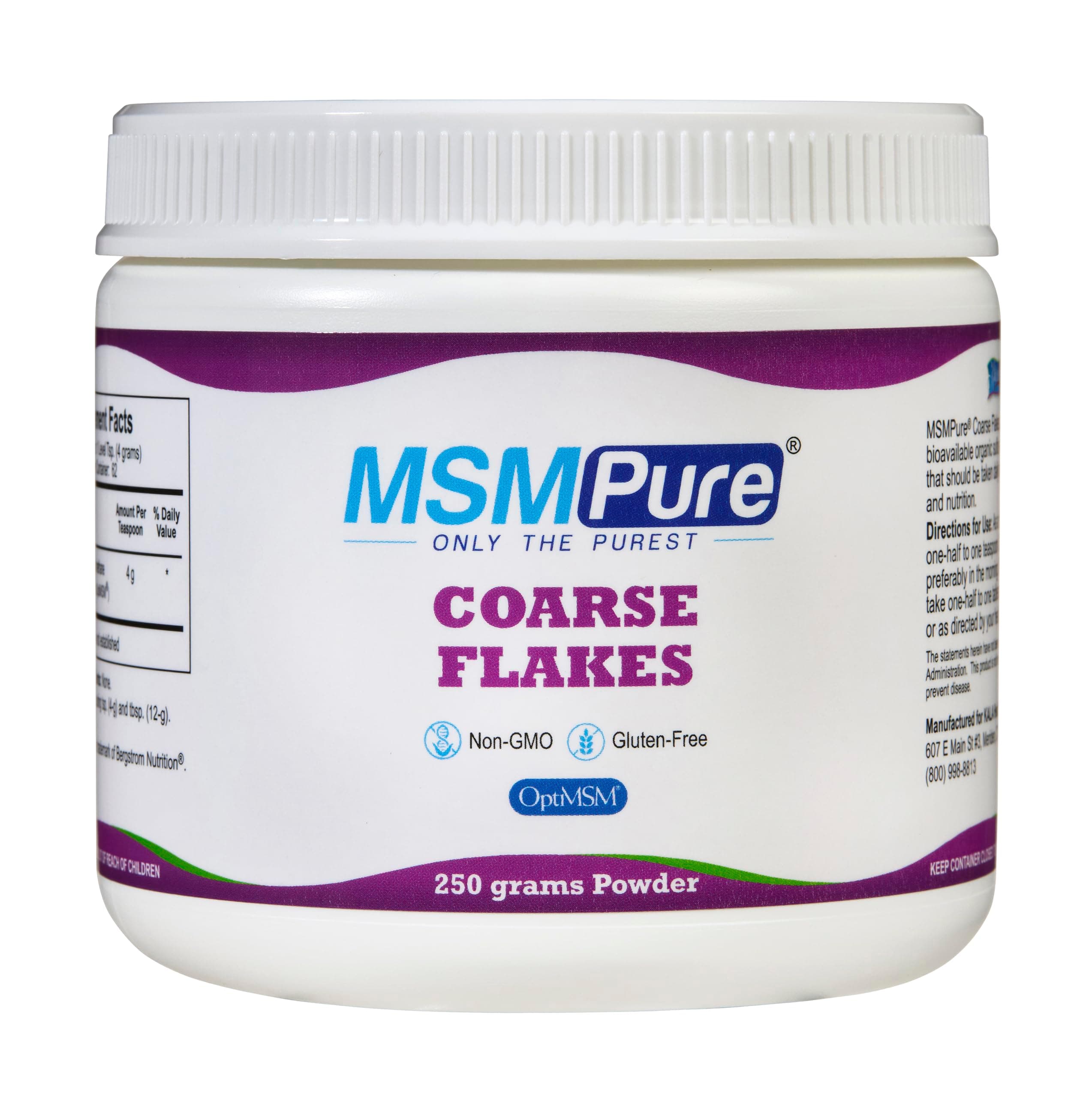 KALA HEALTH MSMPure Coarse MSM Powder Flakes – US-Made MSM for Joint Health, Skin Appearance, and Hair & Nail Support – 8.8 oz, Organic Sulfur