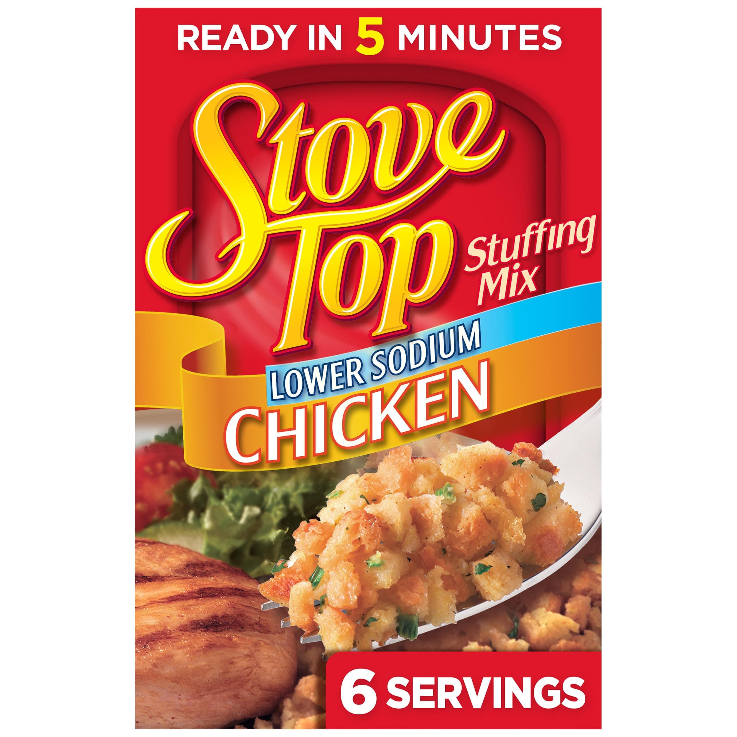 Low Sodium Stuffing Mix for Chicken with 25% Less Sodium, 6 oz Box