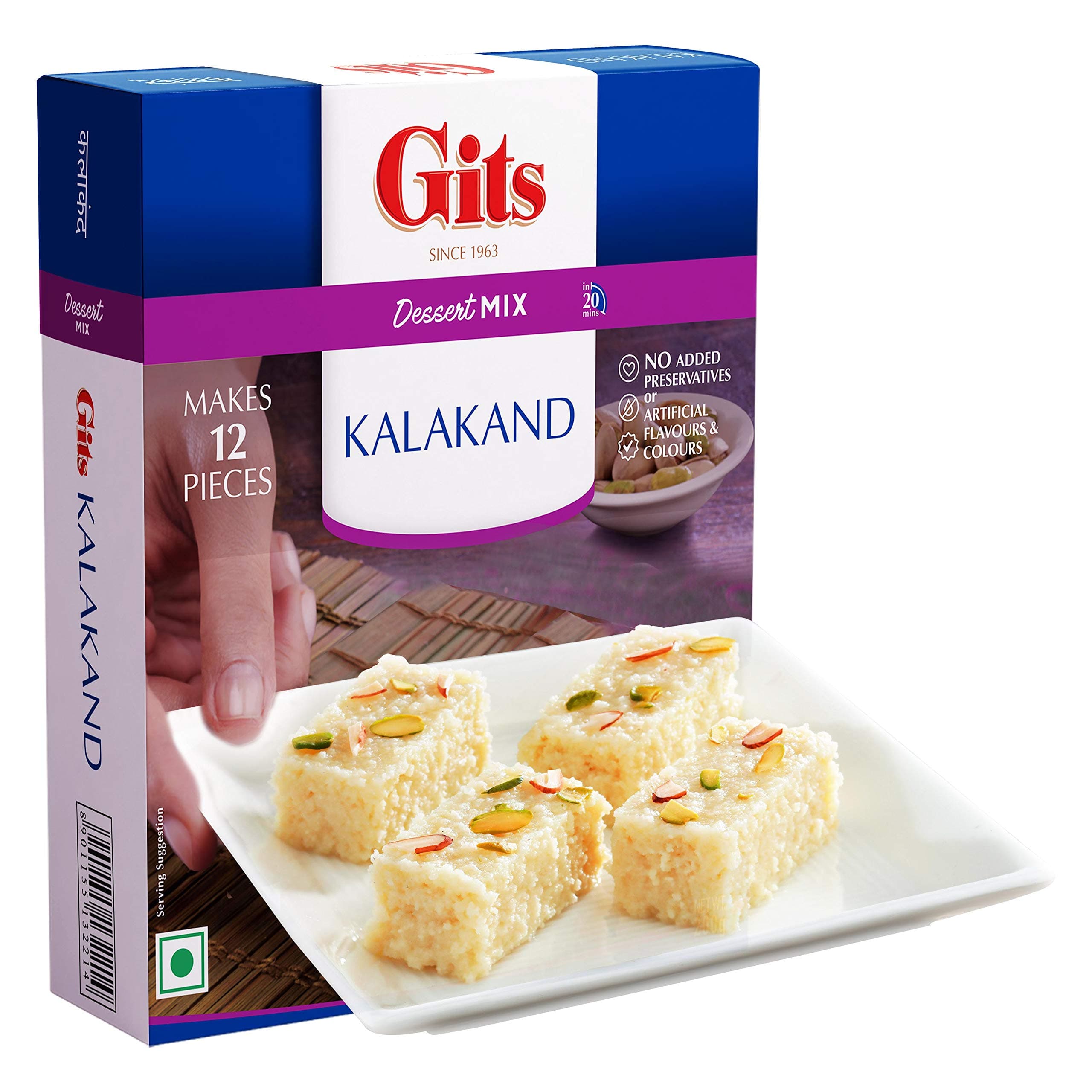 Gits Kalakand Dessert Mix, Makes 12 per Pack, Pure Veg, Delicious Indian Dessert and Mithai, 200g