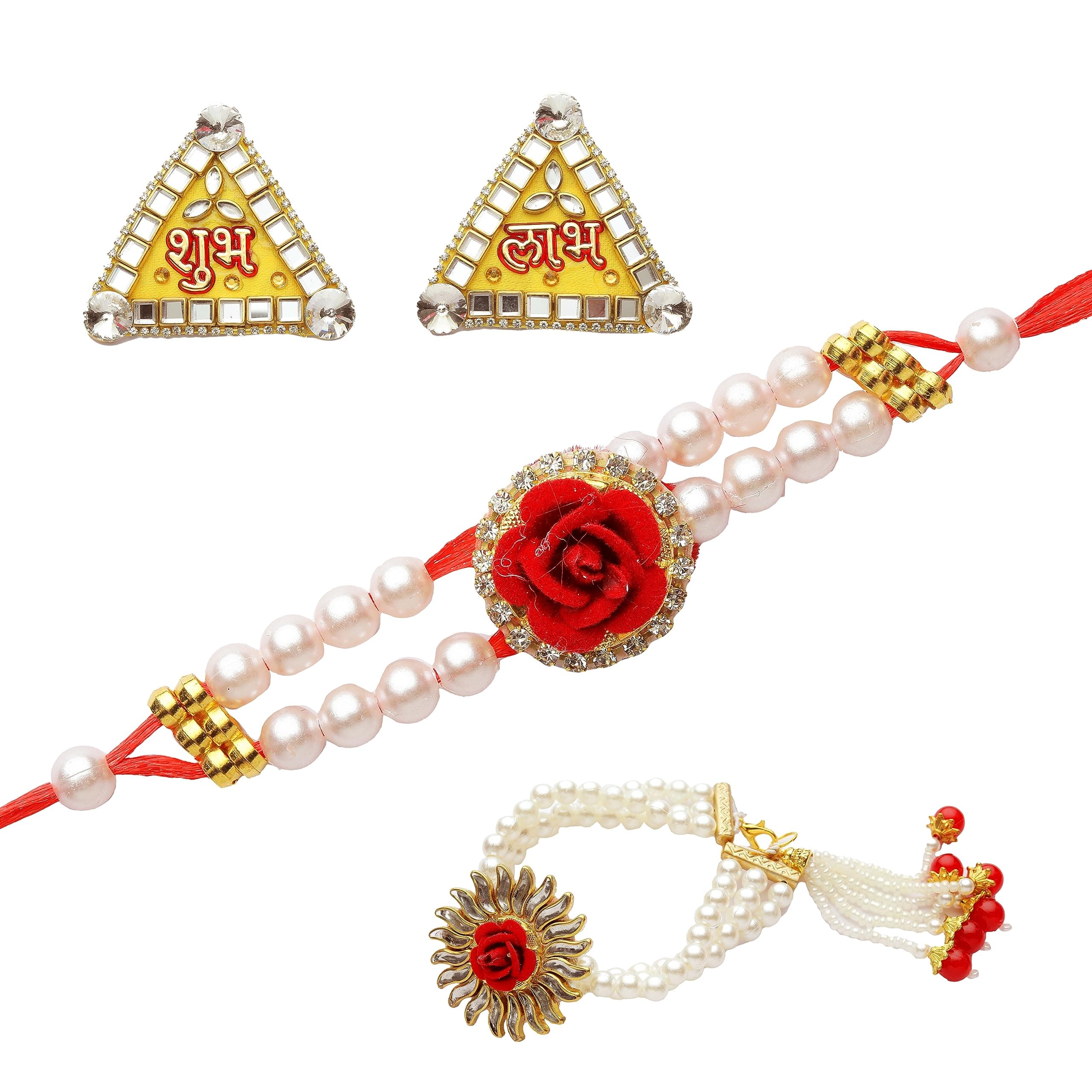 Shubh Labh Door Sticker Rakhi Pair