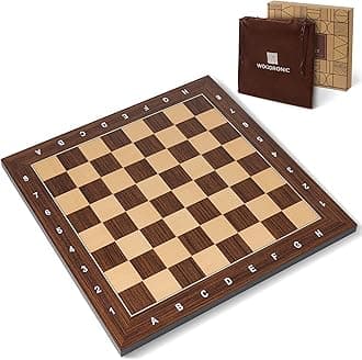 Wooden Chess Board 19 Inch - Professional Tournament Chessboard Only, Premium Wood Board Game with Notation, Scratch-Resistant UV Coating, Portable Table Chess Board No Pieces with Gift Package