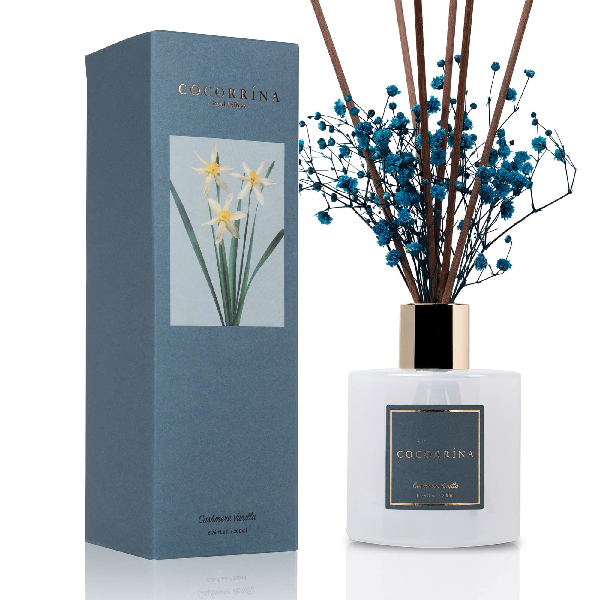 Reed diffuser -Cashmere Vanilla with real preserved Flower  200ml / Pc