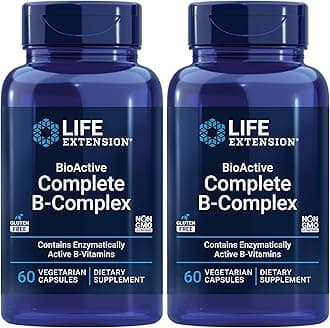 Life Extension Bioactive Complete B-Complex, Heart, Brain and Nerve Support, Healthy Energy, Metabolism, Complete B Complex, 60 Vegetarian Capsules (Pack of 2)