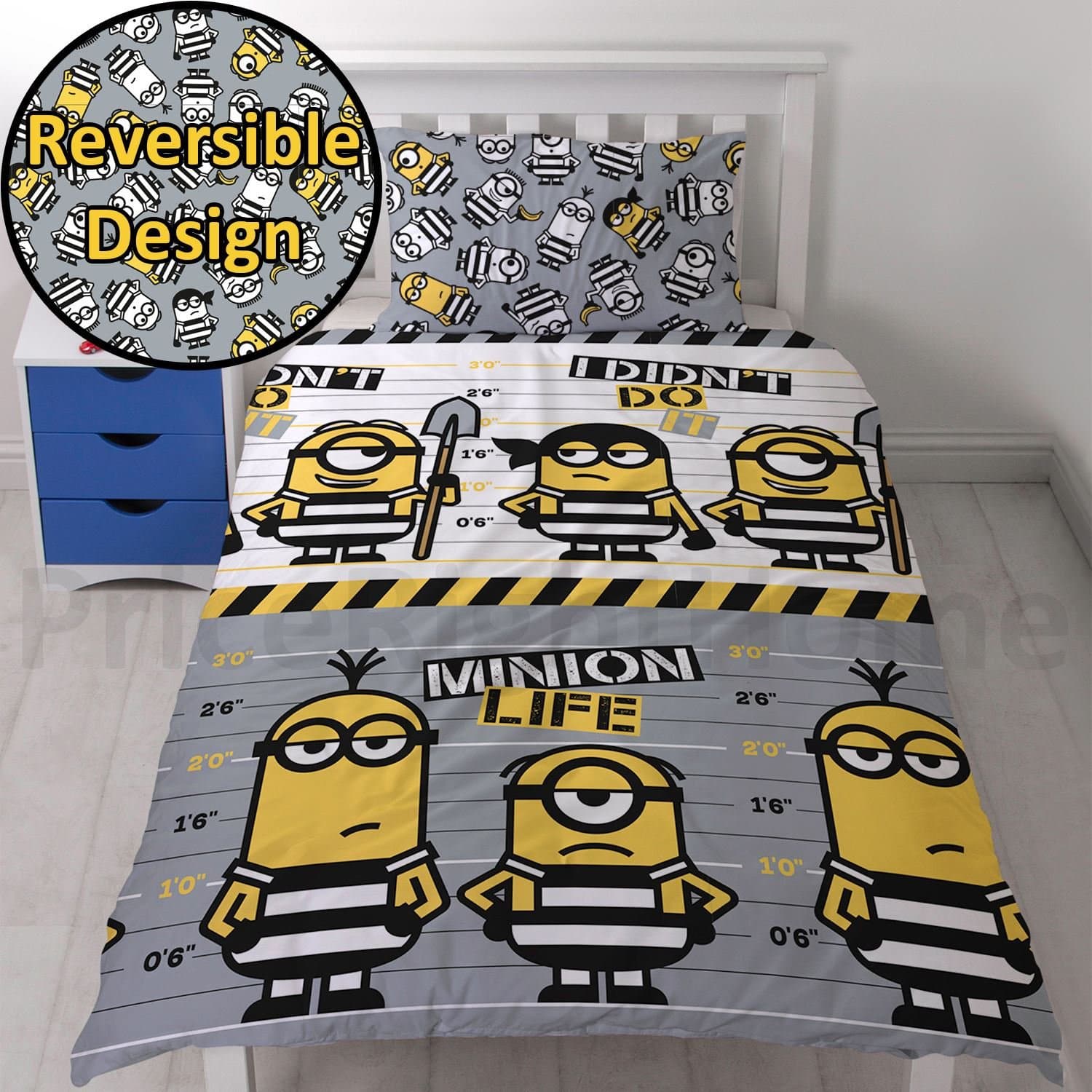 UNIVERSAL DESPICABLE ME Despicable Me 'Jailbird' Single Duvet Set-Repeat Print Design, Microfibre, Multi-Colour