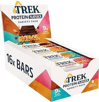 JB's TREK High Protein Flapjack Variety Pack - Gluten Free - Plant Based - Vegan Snack - 50 g x 16 bars