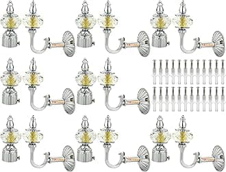 Natural Heavy Duty Aluminum Royal Luxury Design Curtain Bracket/Finial and Curtain Support with Screw/Wallplug for Window & Door Curtain Fittings Suitable Upto 1 Inch Pipe. (8 Set, Chrome)