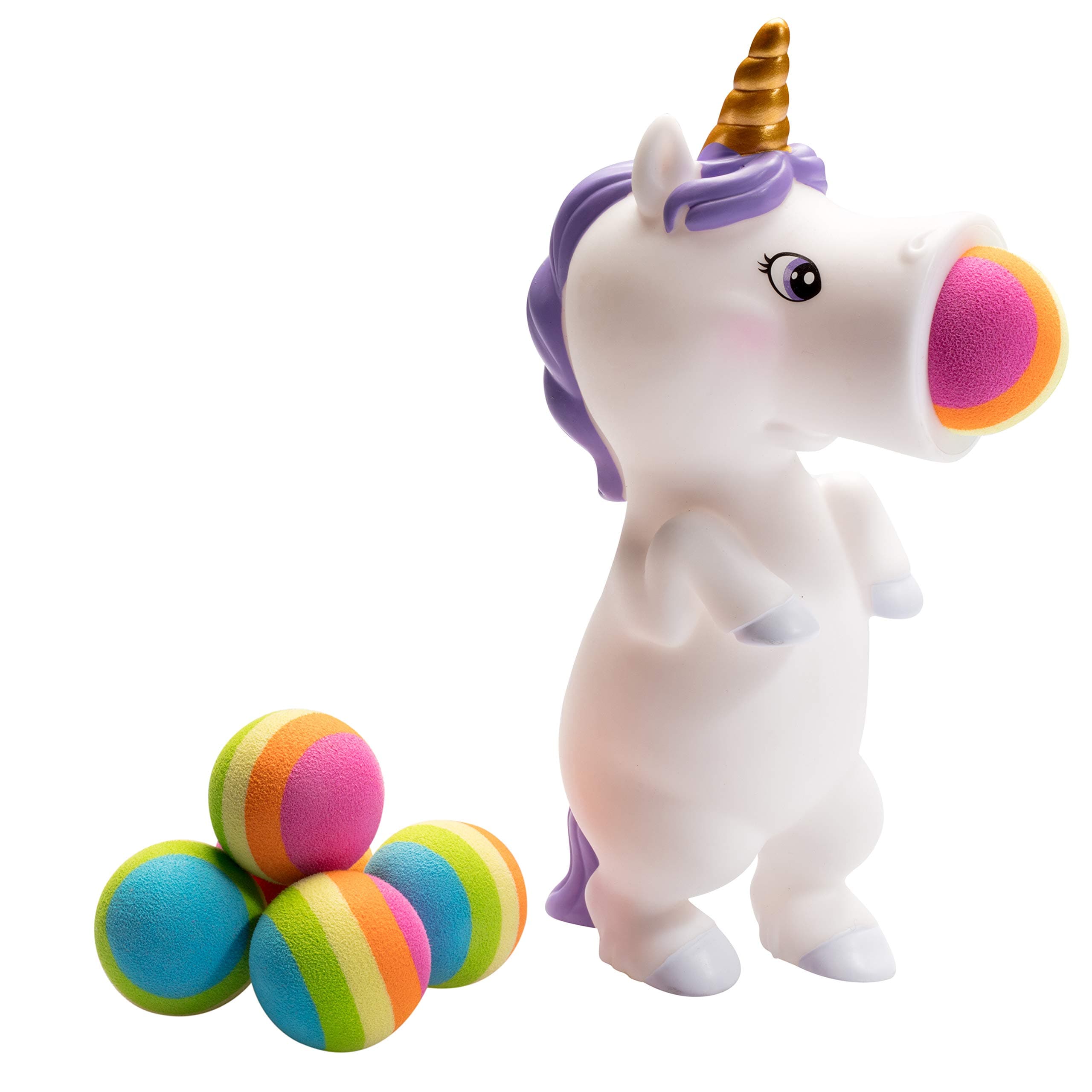 Hog Wild Unicorn Ball Popper Toy - Includes 4 Soft Foam Balls - Squeeze to Pop Air Powered Balls Up to 20 Feet - Launcher Safe for Indoor/Outdoor Play - Party Favor Gift for Kids, Girls, Boys Ages 5+