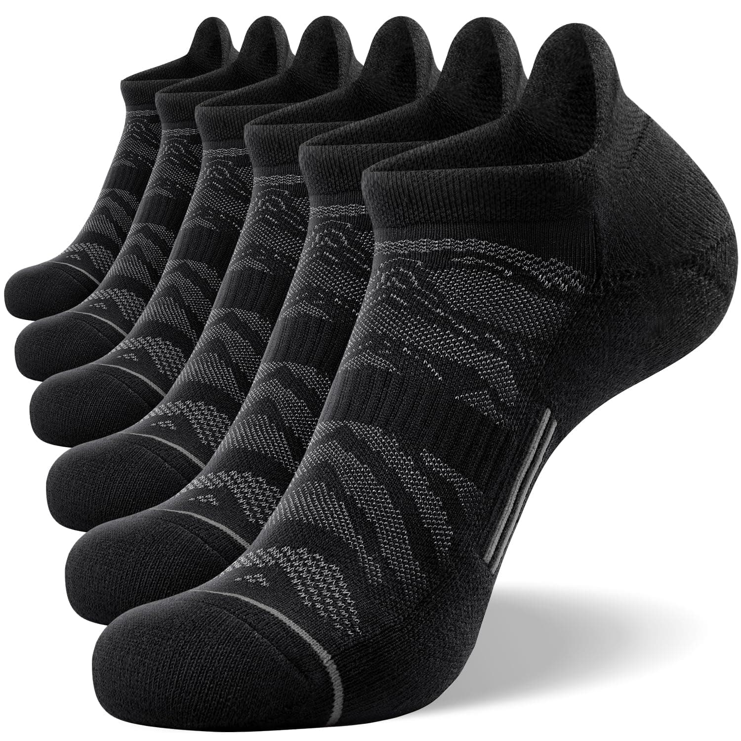 6 Pack Men's Ankle Running Socks Low Cut Cushioned Athletic Sports Socks 7-9/ 9-12/ 12-15