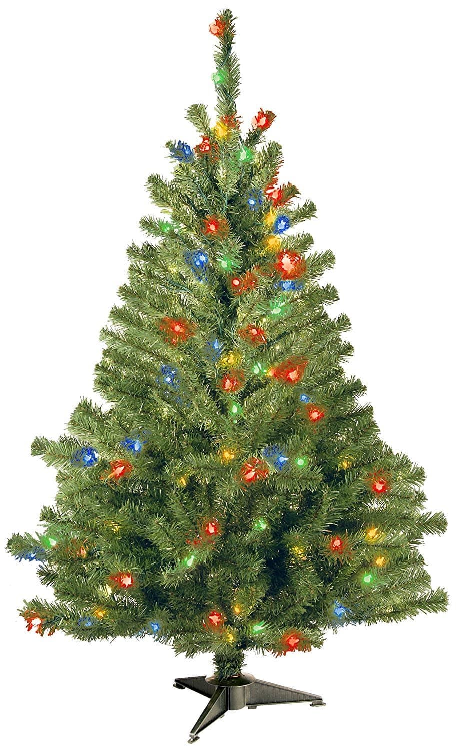 Masti Zone 4 Feet Artificial Xmas/Christmas Tree/Pine Tree with 1 Pcs 20 feet Colorful Led Light String and 2 Pcs Golden Tinsel Garlands
