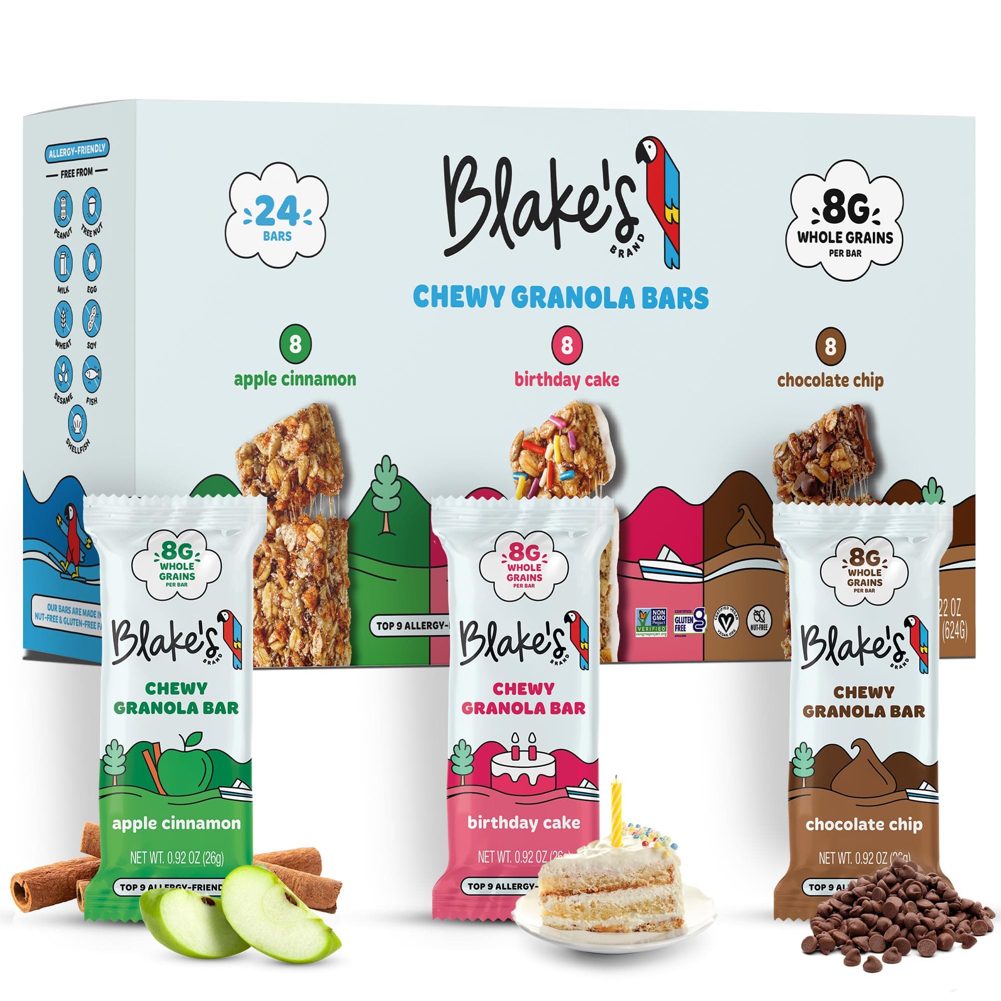 Blake's Seed Based Chewy Granola Bars - Variety Pack (24 Count), Vegan, Gluten Free, Nut Free & Dairy Free, Healthy Snacks for Kids or Adults, School Safe, Low Calorie Soy Free Snack