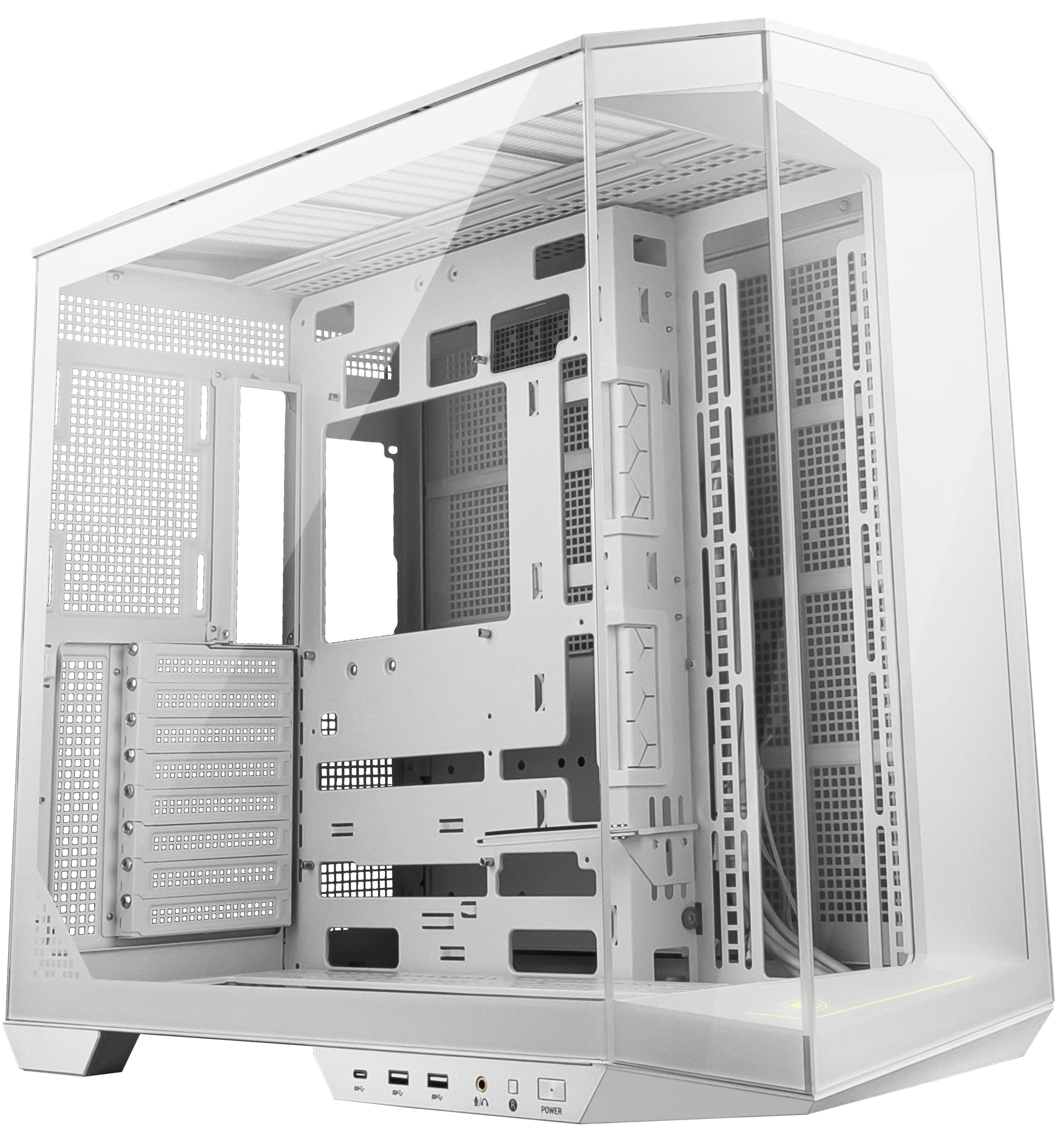 MAG PANO 100L PZ WHITE Mid Tower ATX Gaming Case, ABS Plastic, SPCC Steel, Tempered Glass, Support Back-Connect, 270-degree Panoramic Display, GPU Support Stand, Dust Filter