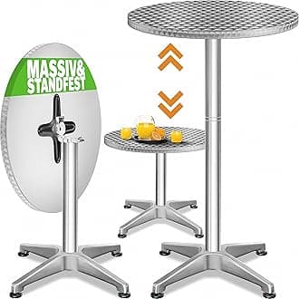 Casaria Deuba Bar Table 60 cm Foldable Height Adjustable 70 cm / 115 cm Aluminium Outdoor Round High Bistro Table Beer Table Party Table
