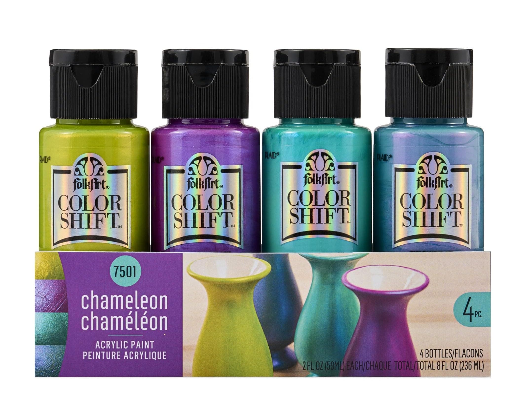 Plaid PE7508 Folk Art Basic Multi-Surface Satin Acrylic Paint Set, 10 Pieces