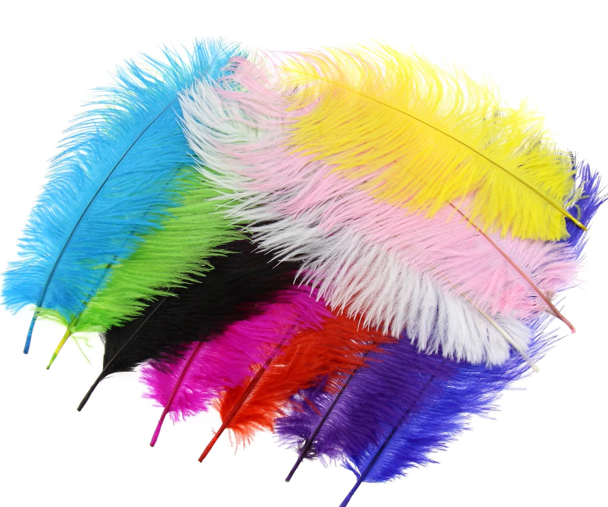 10pcs Fluffy Ostrich Artificial Feathers Arts Crafts Mixed Colors (4"-6" Length), DIY Decoration for Wedding Centerpieces, Festival Party