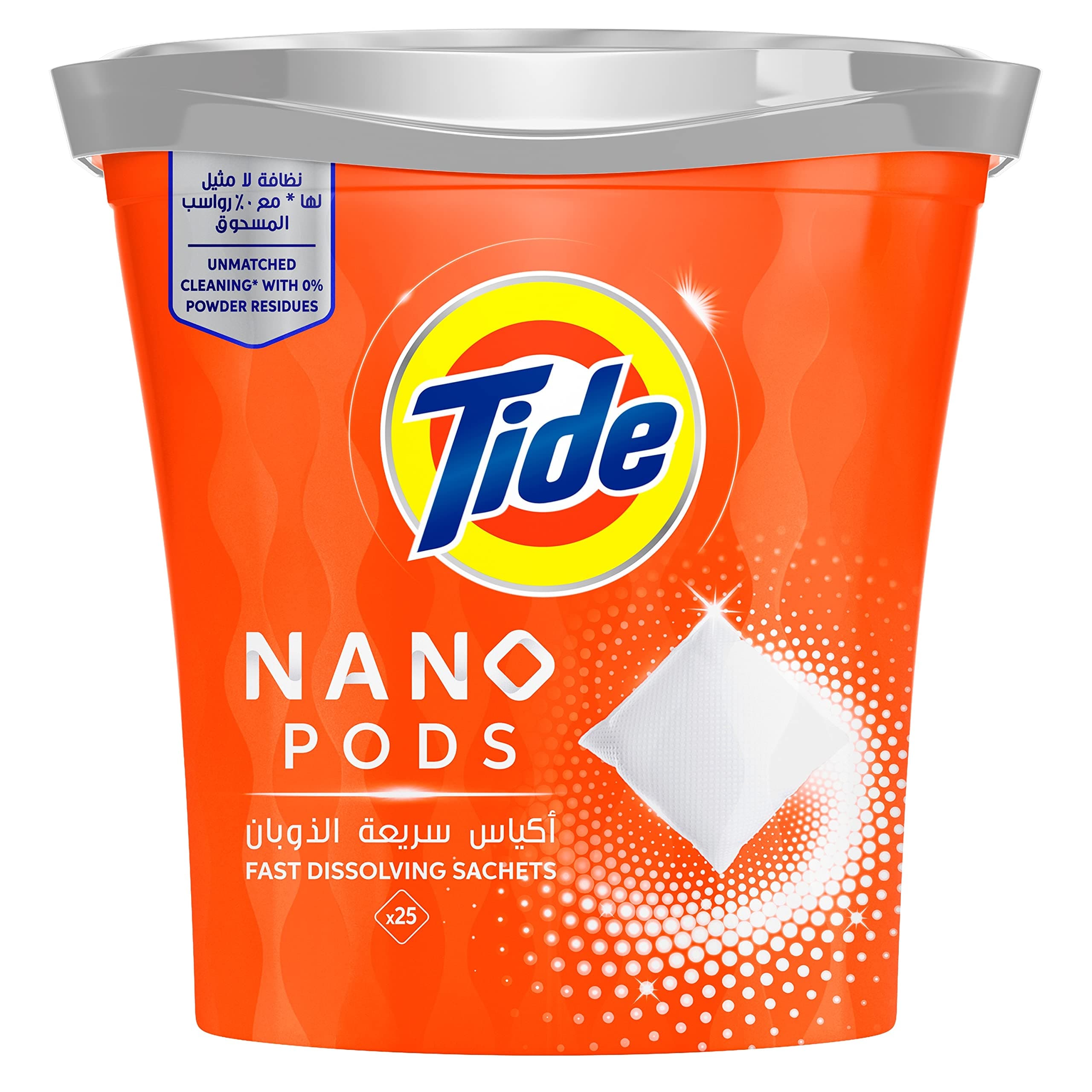 Tide Nano Pods, Fast Dissolving Sachets, Stain-Free Clean Laundry, Pack Of 25 Sachets