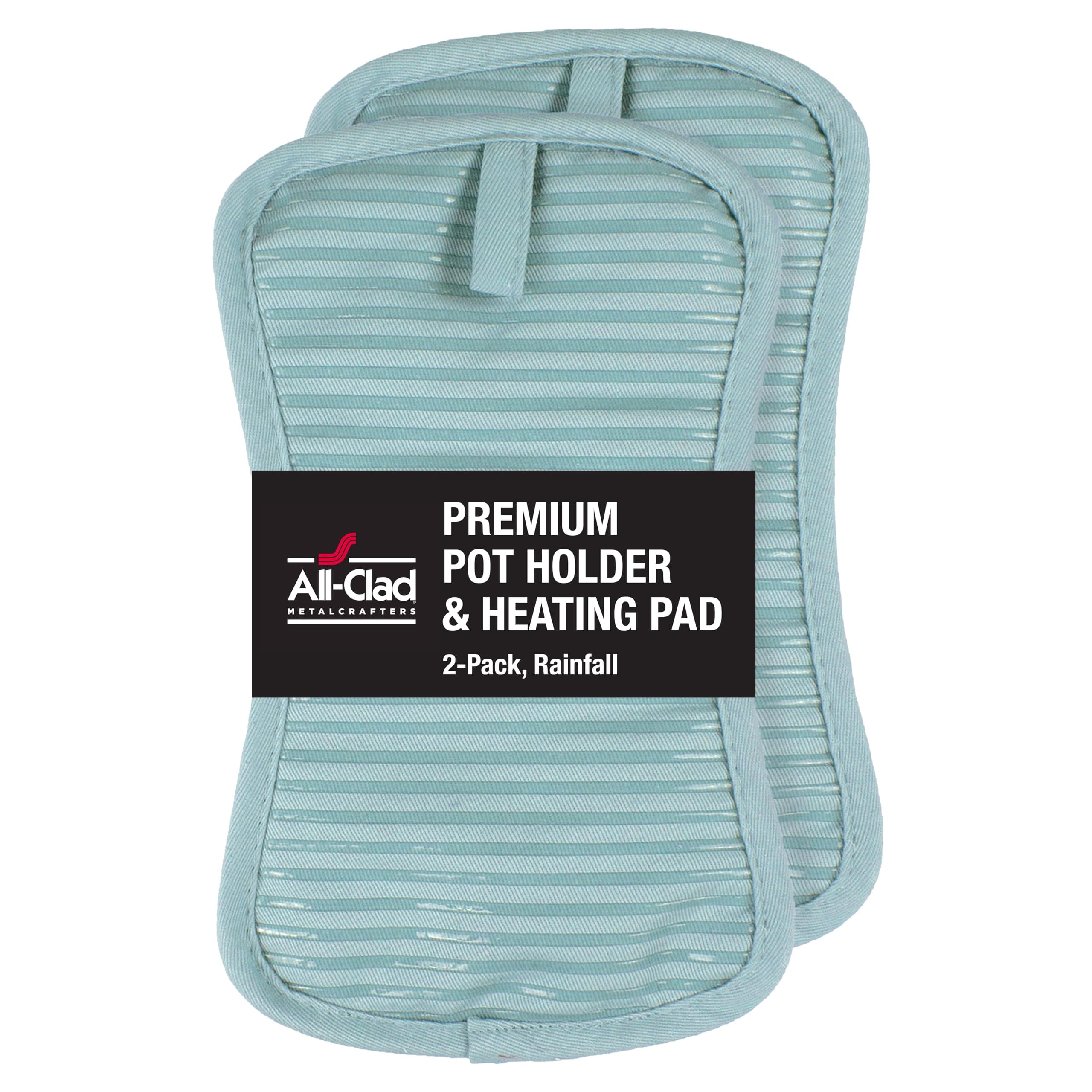 Premium Pot Holder & Heating Pad, (2-Pack) Heat Resistant to 500 Degrees, 100% Cotton 10"x6.25" for Kitchen and Barbeque, Rainfall