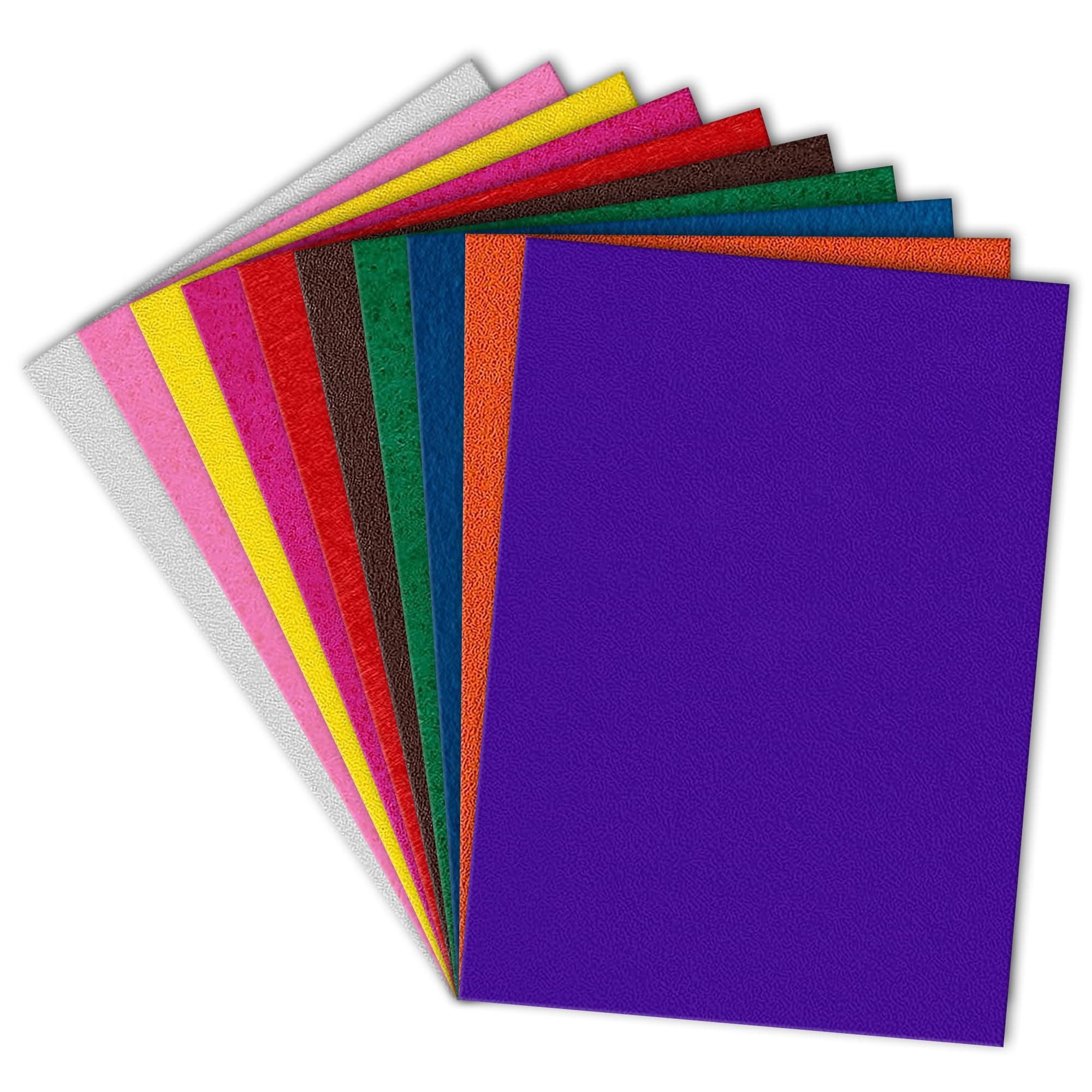 Lakeer A4 Felt Sheets – 1mm Thick, Multicolour Stiff Fabric, Pack of 10 Sheets, for DIY Crafts, Sewing, Scrapbooking, School Projects.