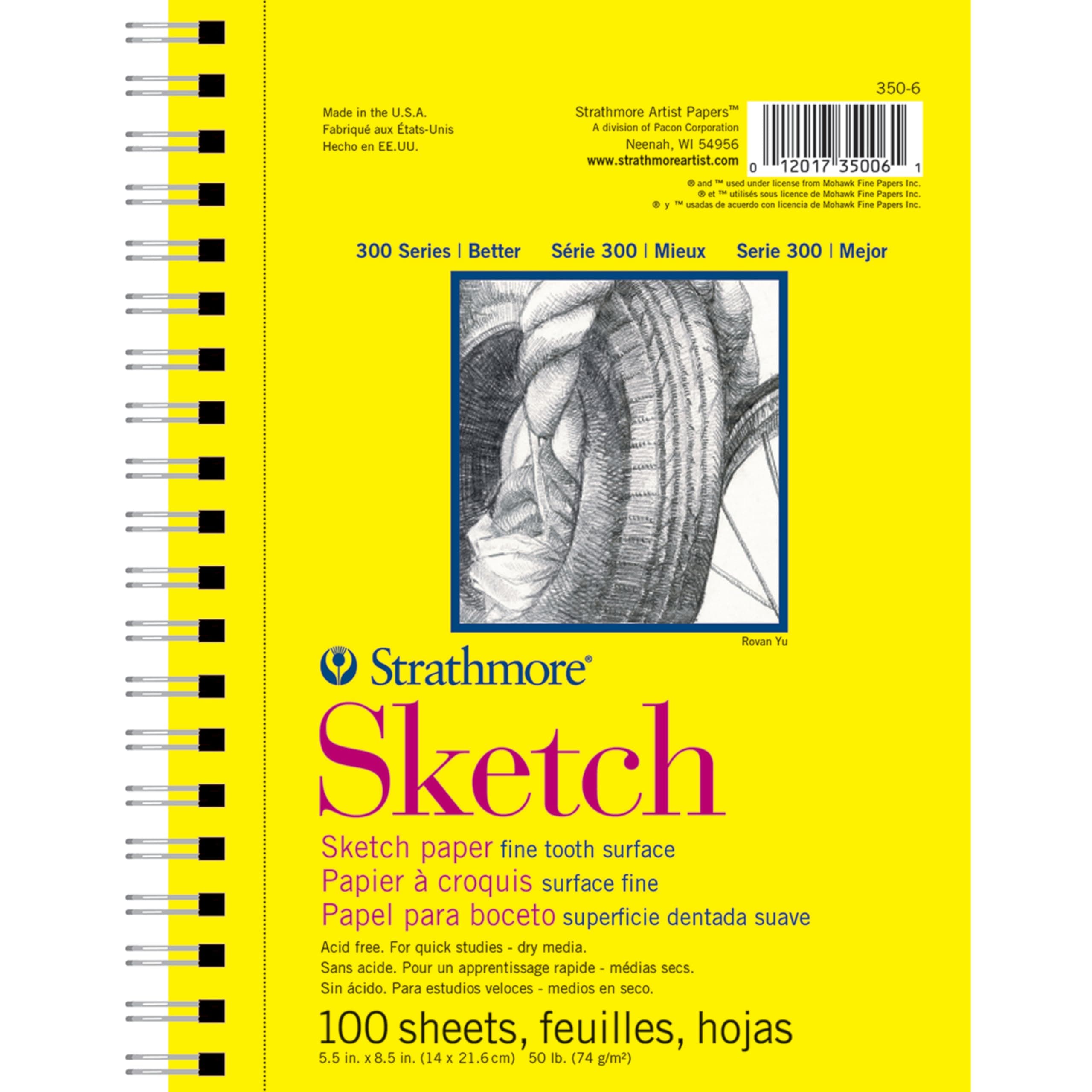 Strathmore 300 Series Sketch Pad, 5.5"x8.5" Wire Bound, 100 Sheets