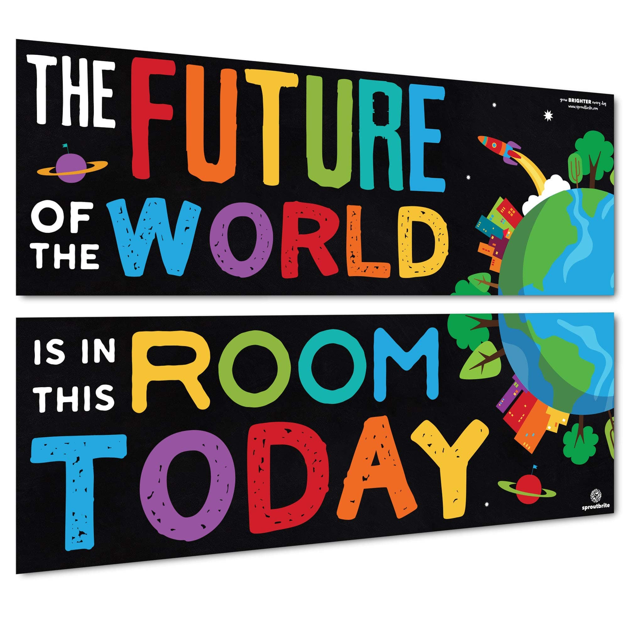 - 13.5" x 39" Educational Posters - 2 Teacher Posters for Classroom - Bulletin Board and Wall Decor for Pre, Elementary and Middle School Creates a Purpose-Driven and Motivated Classroom Environment