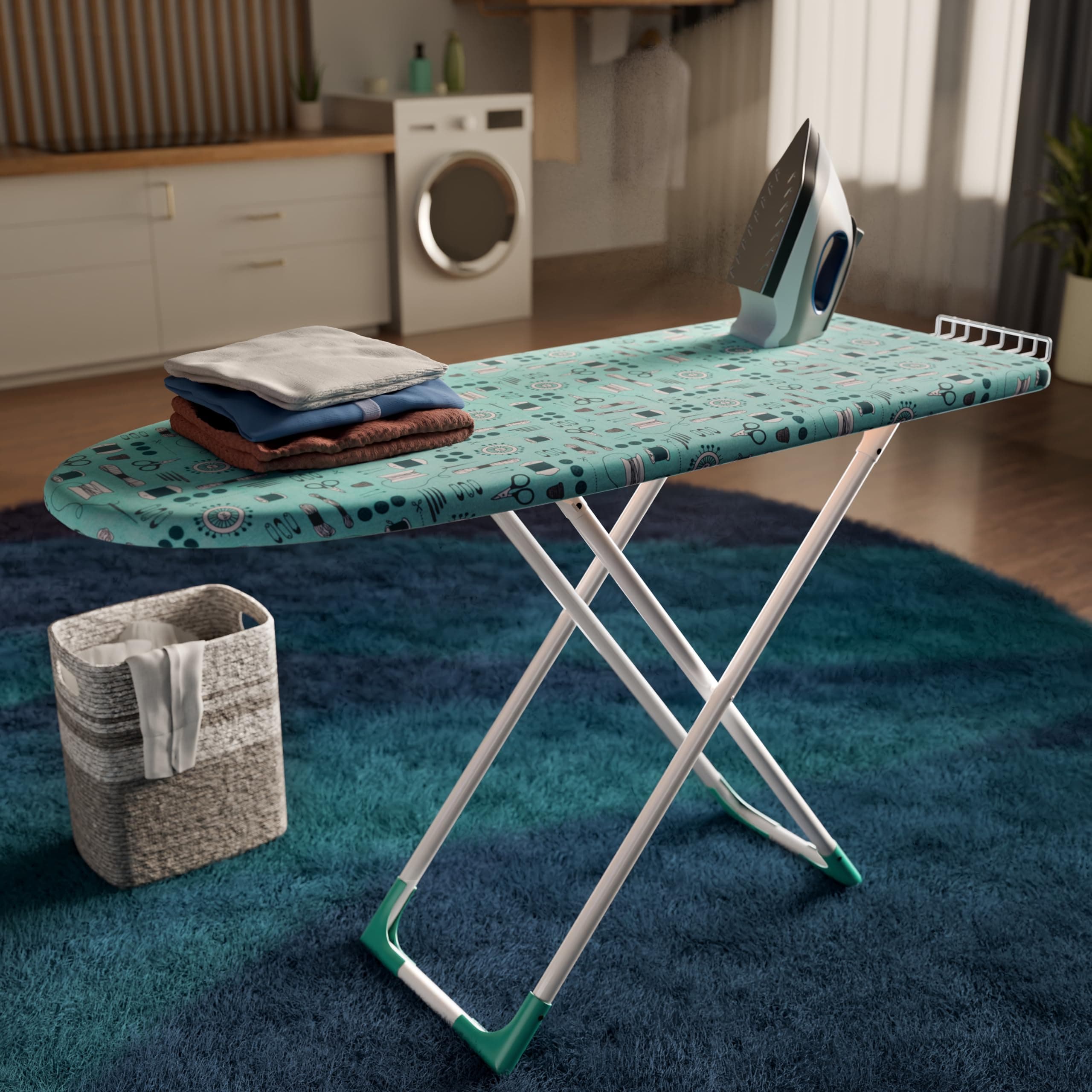 Happer Premium Wooden Ironing Board/Table with Iron Holder, Foldable & Adjustable | Deluxe Plus (122 x 47cm)