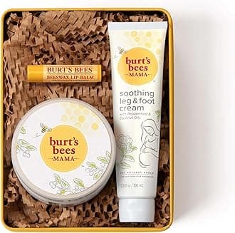 Burt’s Bees Mama Gift Set, Includes Lip Balm, Leg and Foot Cream, and Belly Butter, Natural Origin Skin Care, 0.15 oz./3.38 oz./6.5 oz.