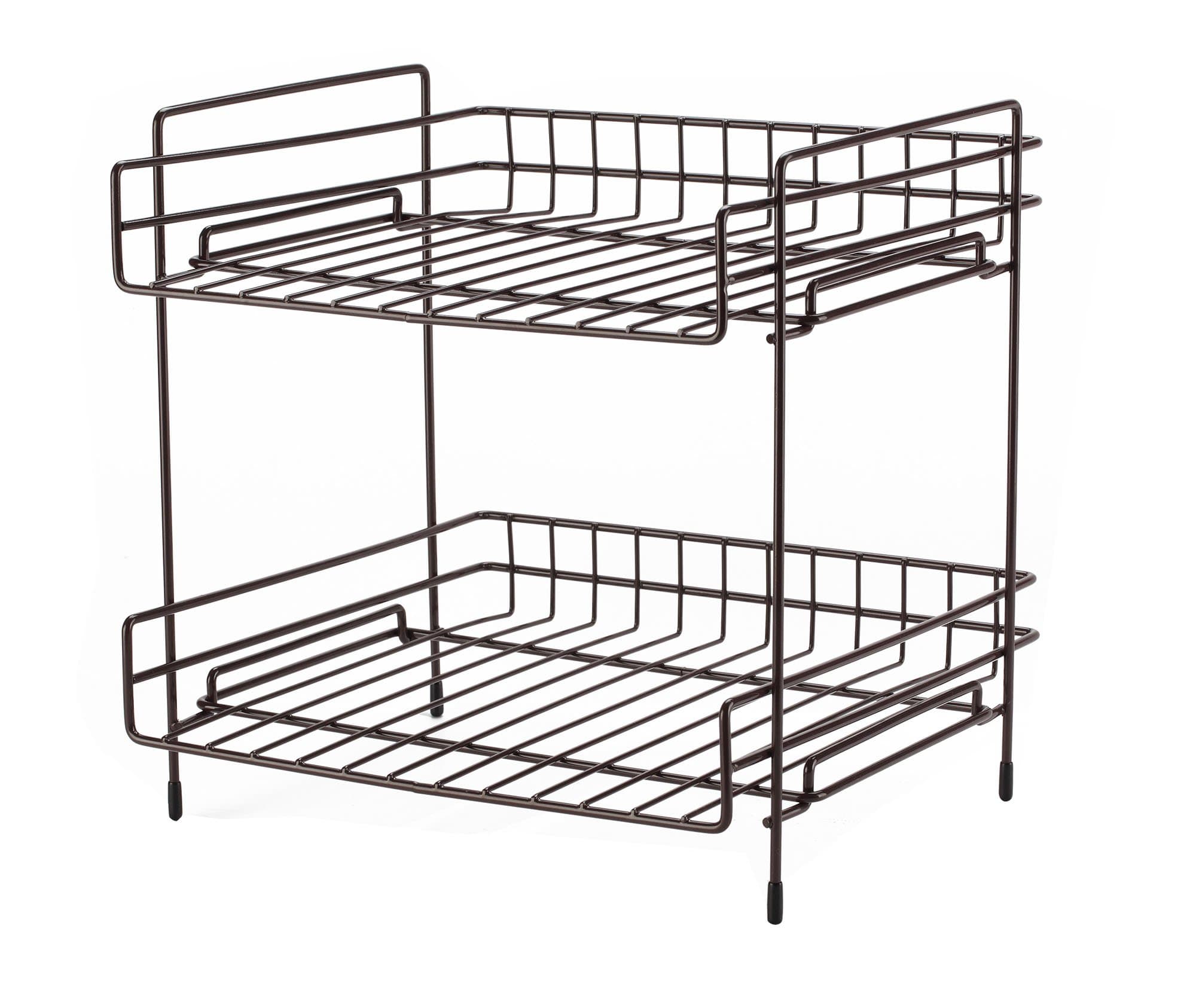 NEUN WELTEN Deep 2 Tier Kitchen Helper Shelf Rack with Large Storage Space 25.5L x 28W x 29H (Espresso)
