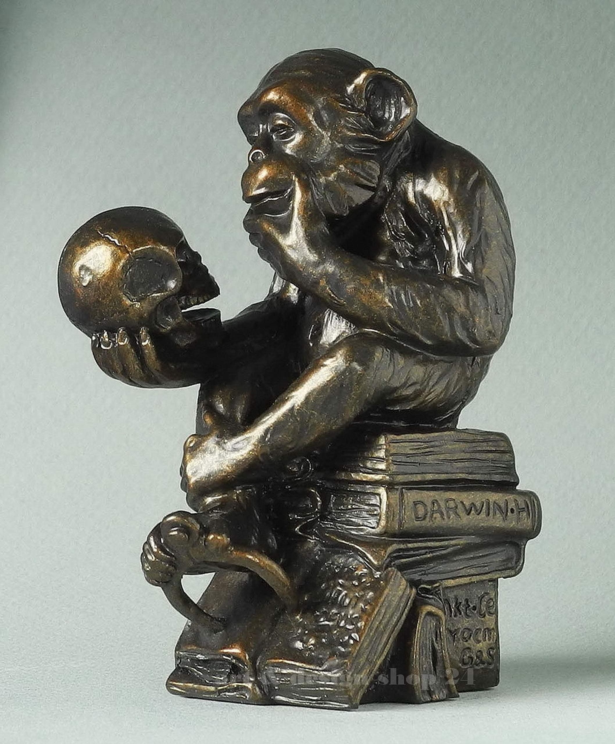 Pocket Art Museum Miniature Sculpture - Monkey with Skull/Darwin Monkey - based on a workd by W.H. Rheinhold #p09