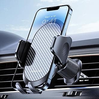 Miracase Car Phone Holder with Newest Metal Hook Clip, Air Vent Mobile Phone Car Mount, Hands Free Universal Automobile Cradle Fit for iPhone Android and All Smartphones, Dark Black