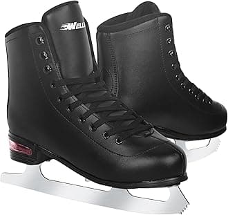 WELLWONFigure Skate for Women and Mens, Classic Design High-Top PU Leather Ice Skates for Outdoor and Indoor, Figureskates for Beginner