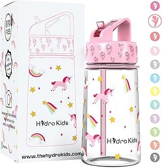 Water Bottle with Straw – 400ml BPA Free Kids Water Bottles for School Travel Sports – Leakproof Childrens Drink Bottle for Girls Boys Childs…