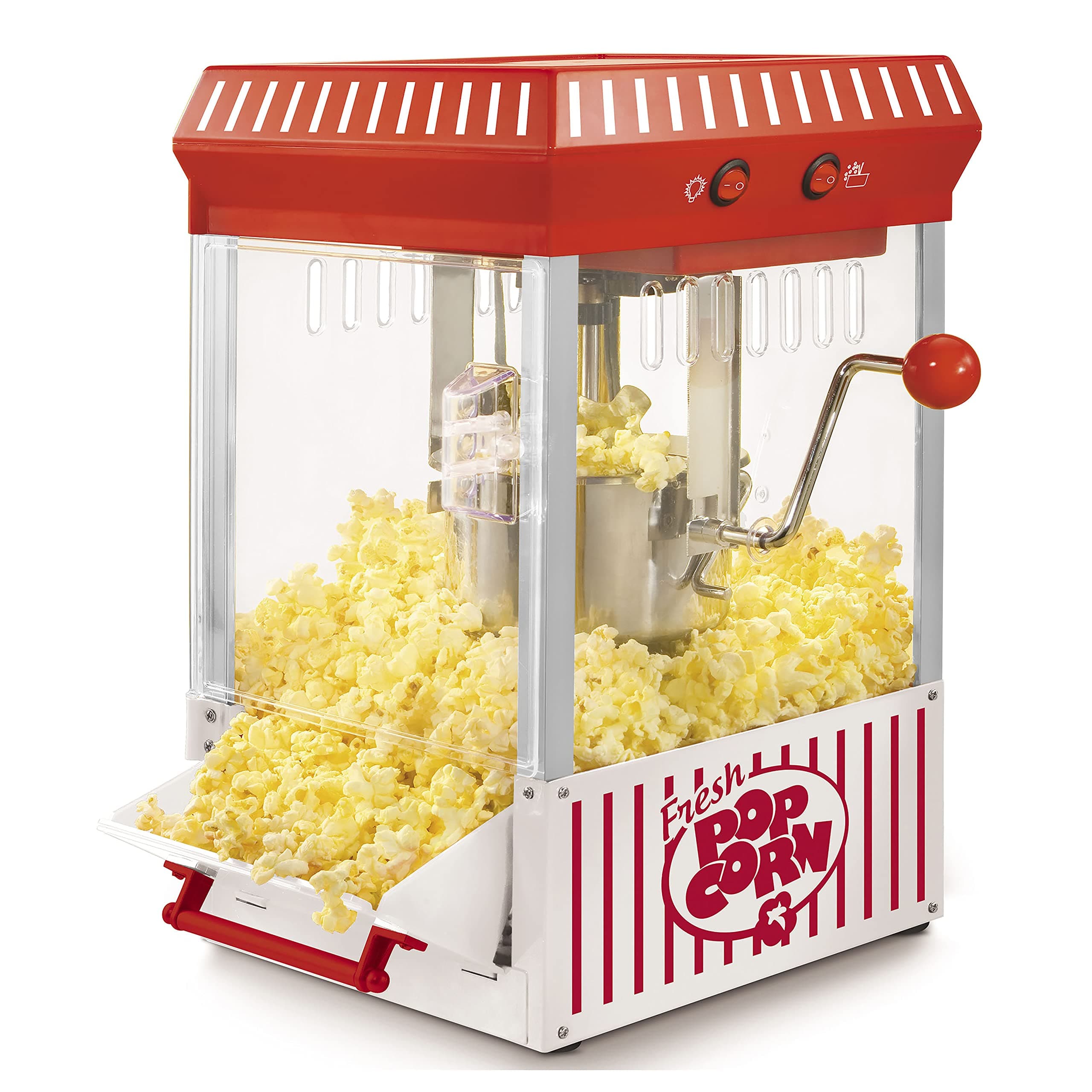 Nostalgia Popcorn Maker Machine - Professional Tabletop With 2.5 Oz Kettle Makes Up to 10 Cups - Vintage Popcorn Machine Movie Theater Style - Red/White