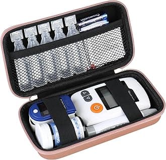 Diabetic Supplies Hard Case Diabetic Supply Organizer Bag Carrying Case for Diabetes Testing Kit Blood Glucose Monitor with Blood Sugar Glucometer Test Strips Lancing Device Lancets, Rose Gold