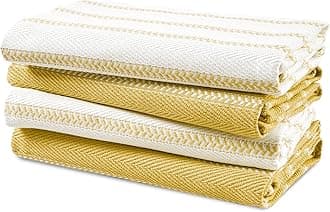 Kitchen Towels Set - Pack of 4 Cotton Dish Towels for Drying Dishes, 18”x 28”, Absorbent Tea Towels, Quick Drying Kitchen Towel Set - Lemon Yellow