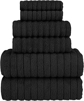 Elegant Comfort 100% Turkish Cotton Corduroy Ribbed Luxury Bath Towels 6-Piece Set, Premium Feel - Quick Dry, Highly Absorbent, Contains 2 Bath Towels, 2 Hand Towels, and 2 Washcloths, Black