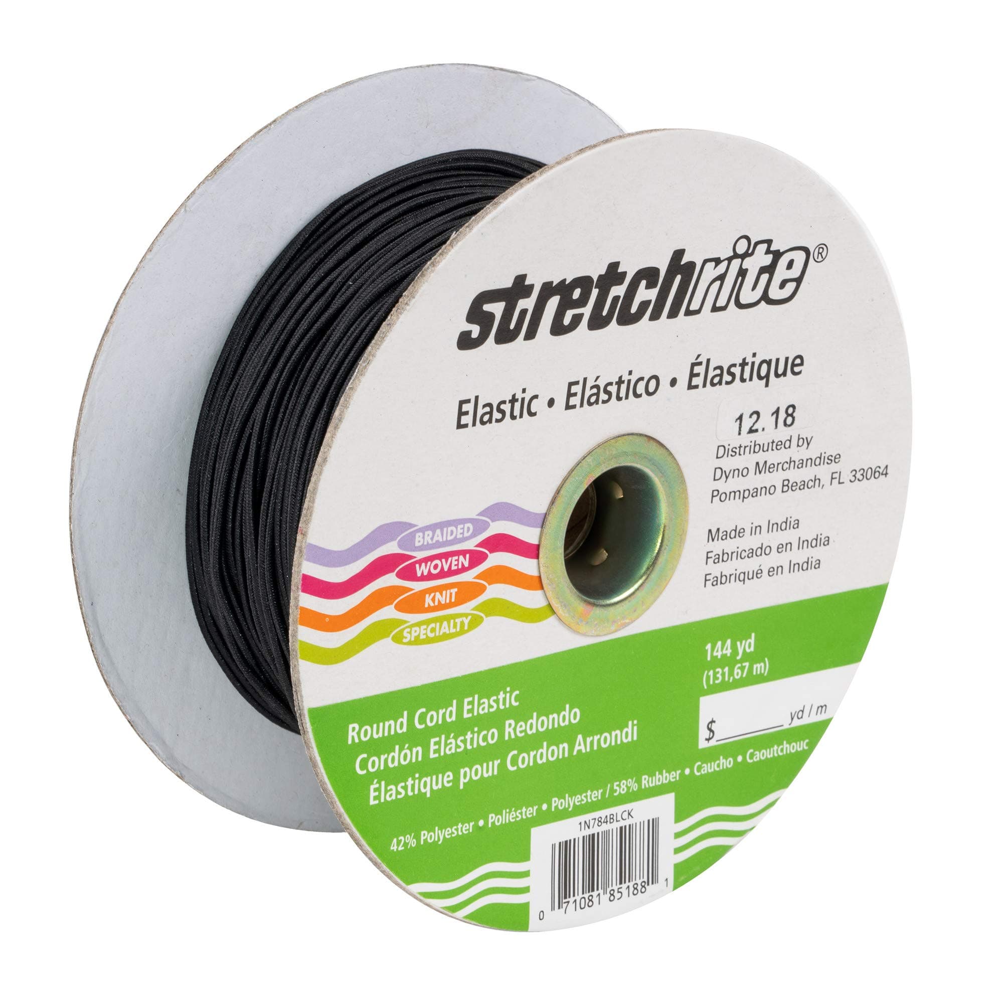 Stretchrite 1N784BLCK Stretchrite 144-Yard Black Round Elastic Cord Spool