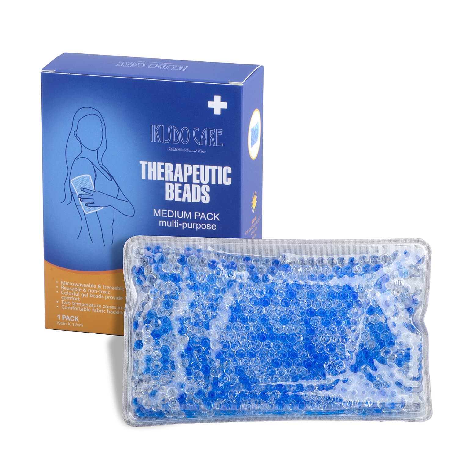 Cold & Hot Therapy Reusable Gel Beads Pack 7.3'' X 4.5'' (Fabric Covered)