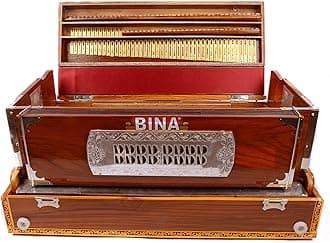 Bina Worlds Best! Bina Pro-Grade Indian Portable 9 Scale Changer Teak Harmonium + Flight Case