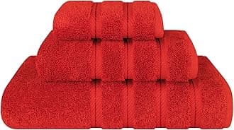 American Soft Linen Premium 3 Piece Towel Set, 1 Bath Towel 1 Hand Towel 1 Washcloth, 600 GSM 100% Cotton Turkish Towels for Bathroom, Red Towel Set