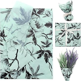 Benvo Floral Tissue Paper 20x29 Inch - 20 Sheets Decoupage Craft Paper for Gift Wrapping, Flower DIY Art Projects, Spring Wedding, Birthday & Baby Shower Decorations(Style L)
