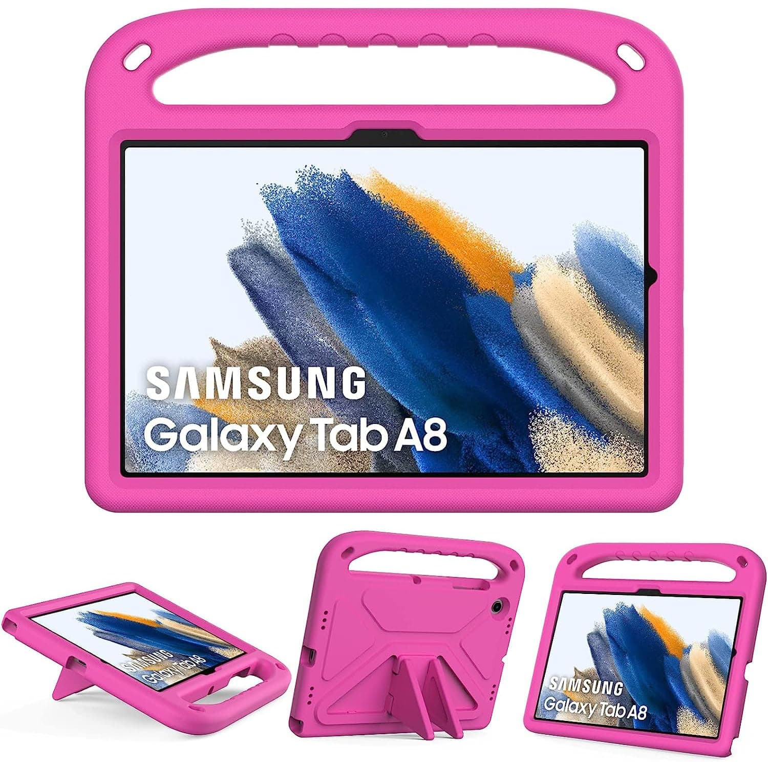 Kids Case for Samsung Galaxy Tab A8 10.5'' 2022, Lightweight Shockproof Kids Friendly Case with Handle Stand for Galaxy Tablet A8 10.5 Inch (SM-X200/X205/X207) (Rose Red)