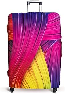 Luggage Cover Suitcase Protector Fits 19-33 Inch TSA Approved Travel Suitcase Cover Washable Dustproof Anti-Scratch (L (26-30 inch), Rainbow)