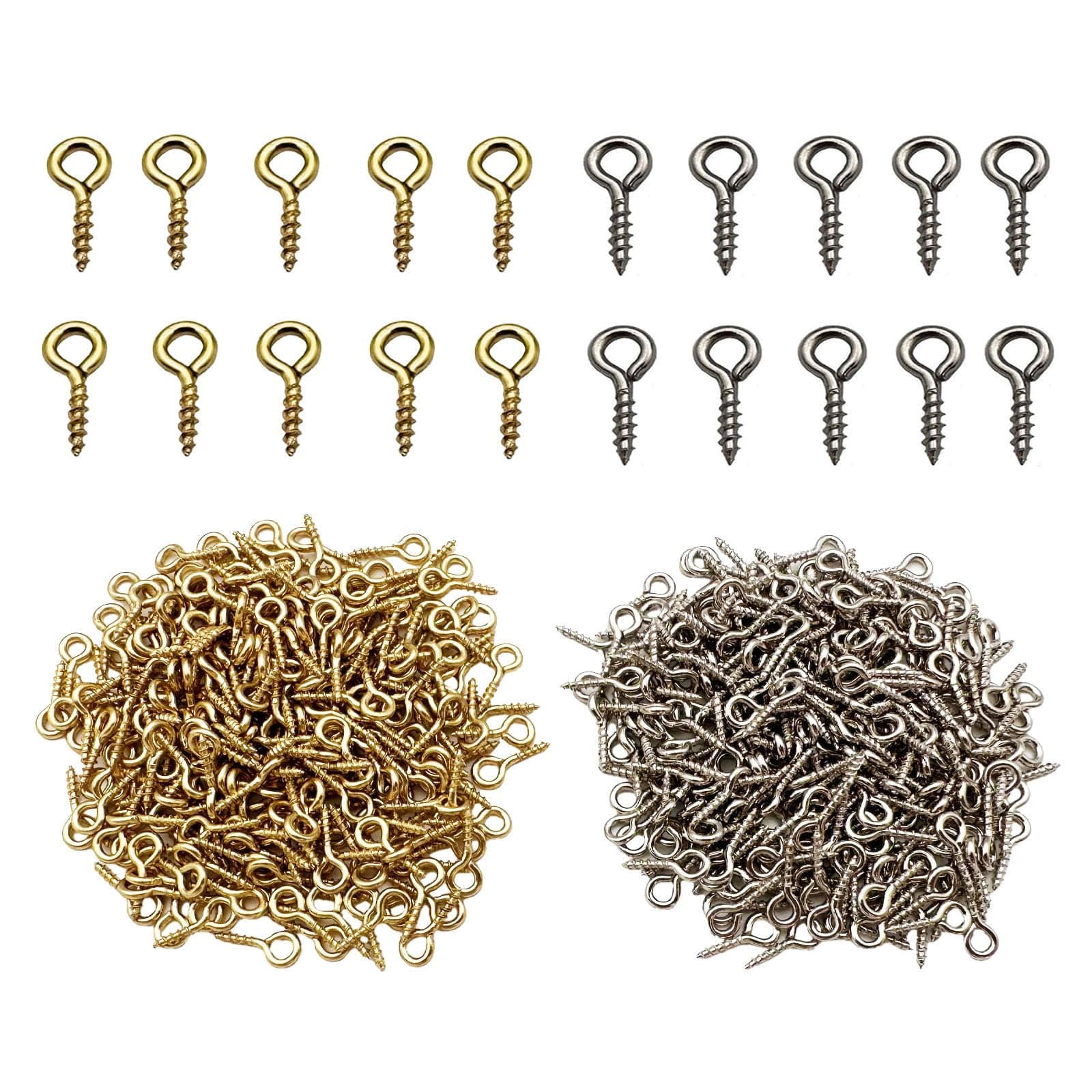 Small Mini Eyes Screw-in Hooks Jewelry Eye Pin,Silver+Gold Colors (500 PCS)