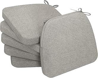 AAAAAcessories D-Shaped Chair Cushions, 2" Thick Dining Chair Pads with Ties and Removable, Machine-Washable Cover, 17" x 16", Set of 6, Khaki Gray