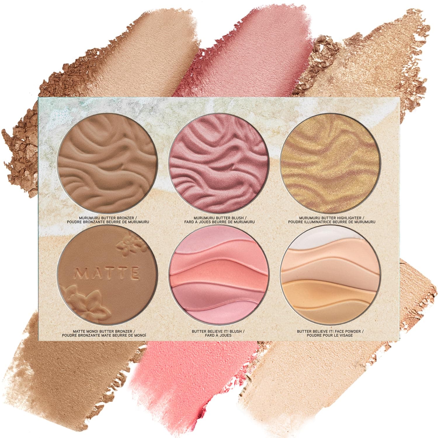 Butter Dream Team Palette, Make-Up Palette with Six Creamy, Matte and Satin Bronzers, Blushes, Highlighters and Face Powders. Easy to Blend for a Warm Beachy Look