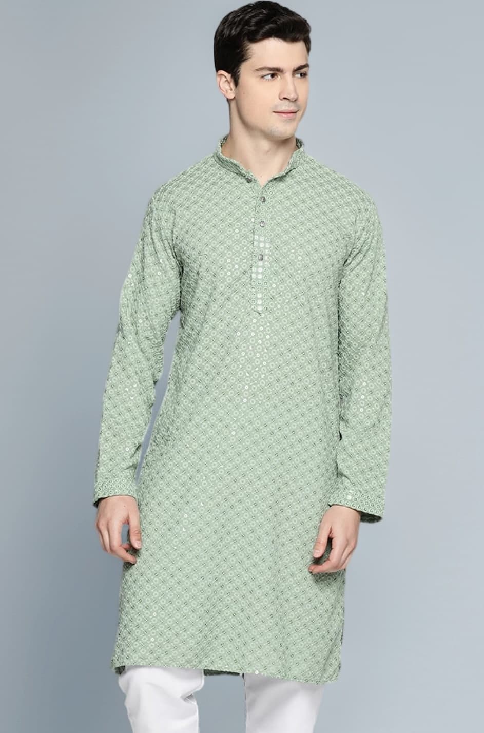 Jompers Men's Chikankari Embroidered and Sequence Kurtas